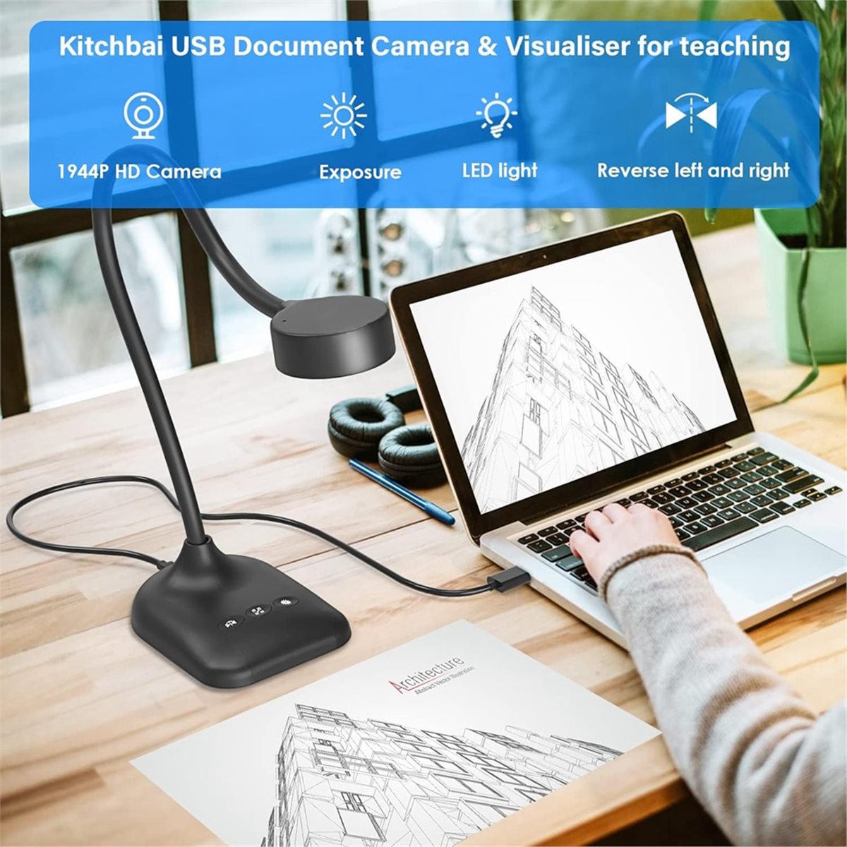 Photography Lighting Learning - Caméra de documents AU47-USB, webcam pour
