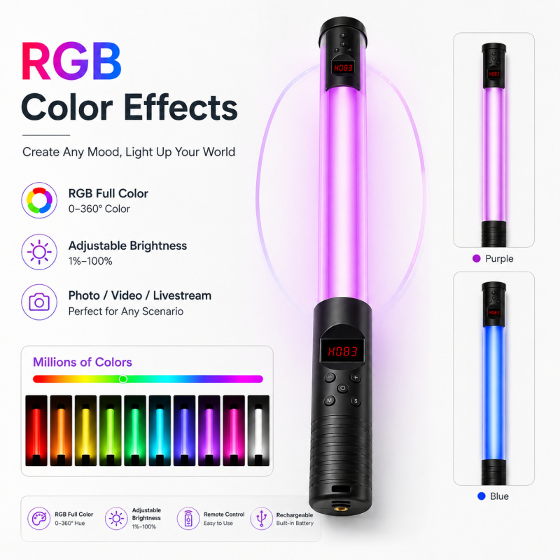 Baguette lumineuse vidéo RGB p - Torjim Rgb Photography Video Lighting avis et prix
